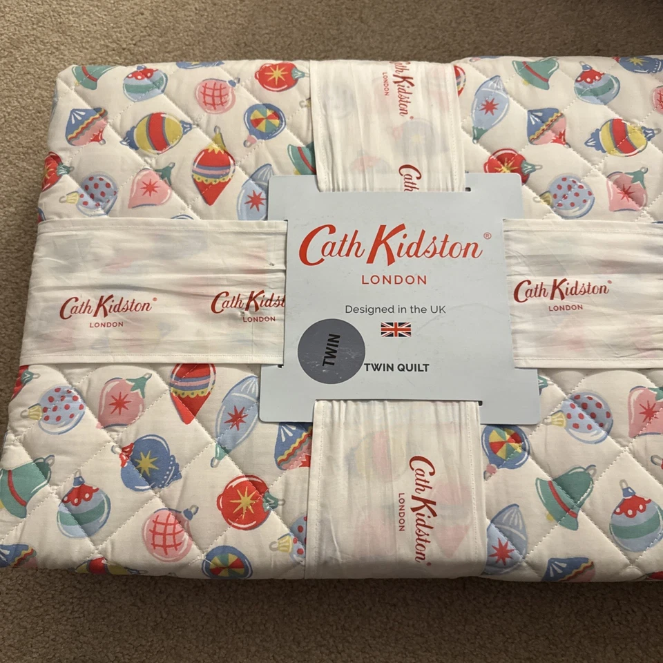 Edredón Cath Kidston London Twin Navidad Bolas Pastel Algodón Nuevo Foto 2 de 4