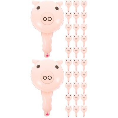  2 Pack Ballongrößer Handgehaltener Aufblasbarer Stab-Schweinchen-Ballon