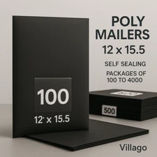 Black Poly Mailers 12x15.5 | 100 to 4000 Pcs Plastic Shipping Bags –Self Sealing