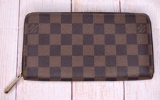 Louis Vuitton Damier Ebene Coated Canvas Zippy Long Wallet Zip Around W/ COA