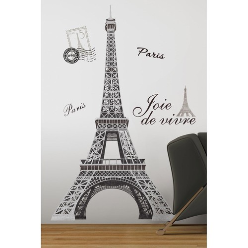 BLACK & SILVER GiaNT EIFFEL TOWER WALL DECALS BiG MuRaL Stickers Paris Decor - Photo 1 sur 3