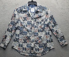 Style & Co Shirt Women's Petites M Multi Floral Long Sleeve Collared Button Up
