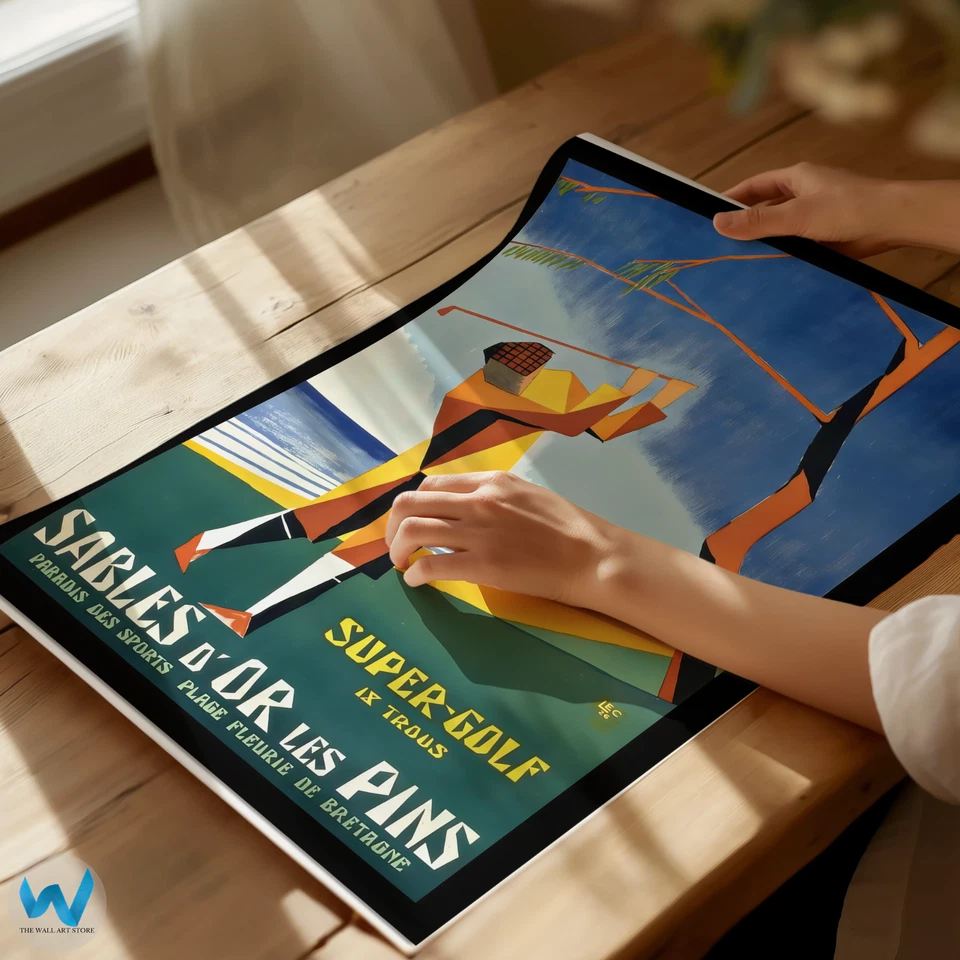 Póster de golf francés Sables d'Or arte de pared de viaje Bretaña -12X16/16X20/18X24/24X36 Foto 3 de 4