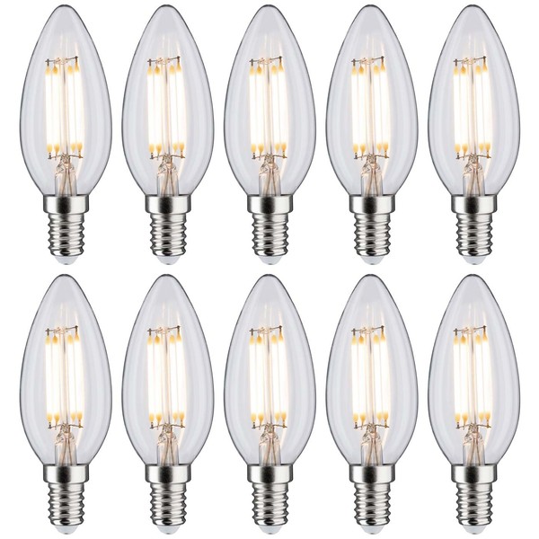 10 X Paulmann Led Filament Kerzen 4,5W =40W E14 Klar 470Lm Lampen Warmweiß 2700K-image