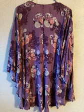 Torrid Women's Purple Floral Kimono Duster Cardigan Size 1/2, Open, Semi-Sheer