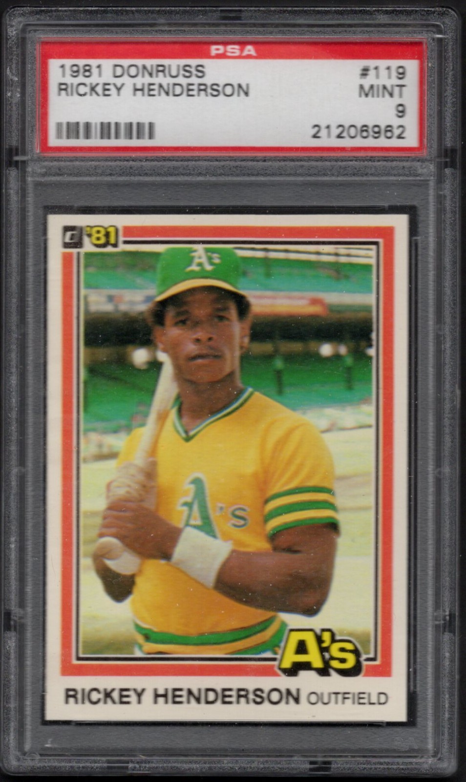 1981 DONRUSS RICKEY HENDERSON #119 PSA 9
