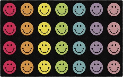 Flagship Carpets Schoolgirl Style Rainbow Smileys Educational Area Rug 