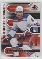 2022 Upper Deck SP Game Used Authentic Rookies Red 32/221 Braden Schneider 11k6