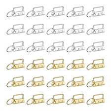 30 Pcs Key Fob Hardware 0.8/1in 32mm with Key Rings for Lanyards Silver/Gold