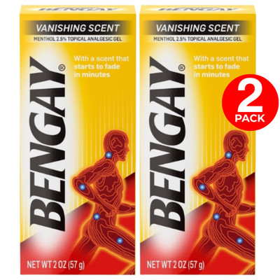BENGAY Pain Relief Gel Menthol Vanishing Scent 2.5% 2oz Fast Relief - 2 Pack