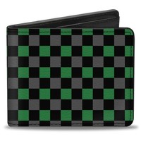Bi-Fold Wallet Checker Black/Gray/2 Green (Us Import)