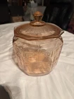 Vintage 1931-1935 princess pattern Hocking pink Depression Glass Cookie Jar