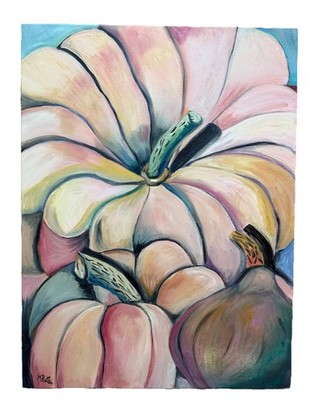 Melissa Bollen Fall Pumpkins Gourds Harvest Oil Painting New