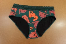 Joyja Womens Size 2X Green Printed Lace Trim Period Panty Bikini Panty NWT