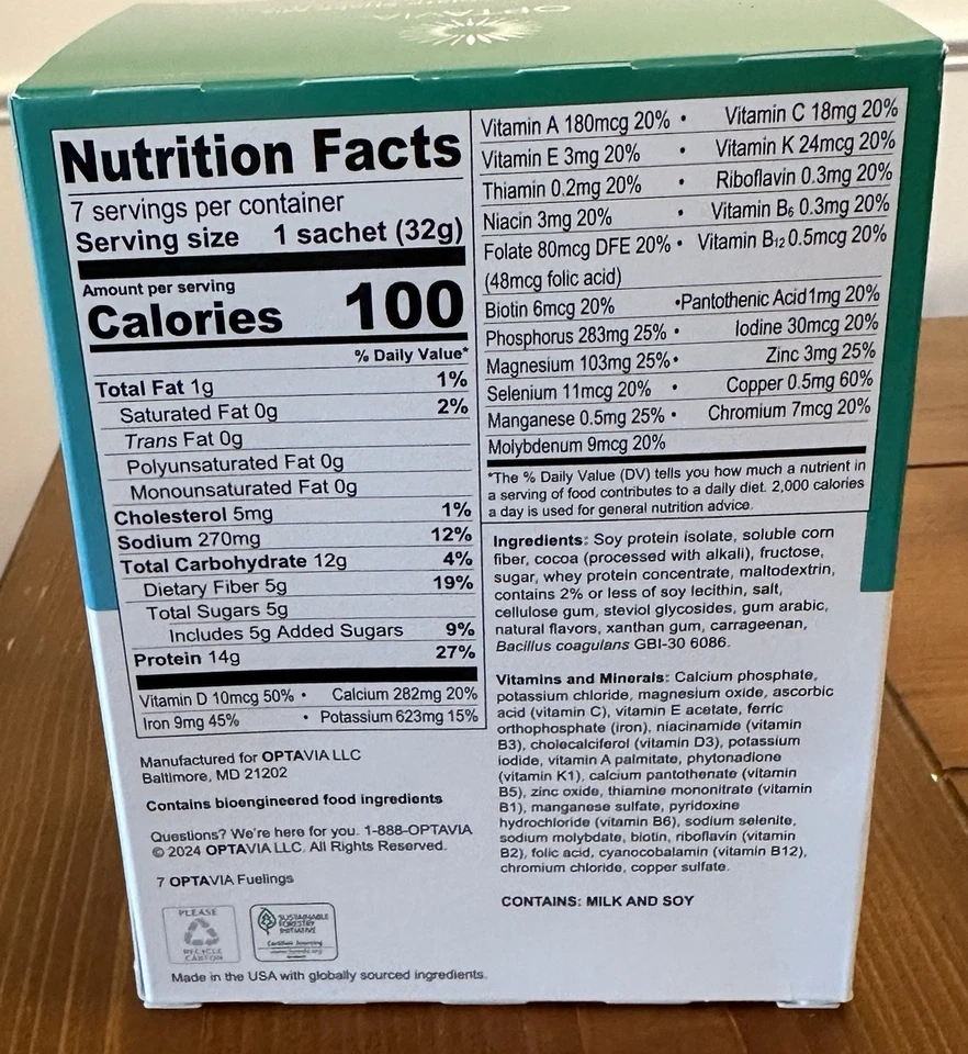 Optavia Creamy Chocolate Shake Mix Medifast 7 Servings Exp 6/26 - Image 2 of 4