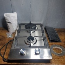 Estufa de gas 12 pulgadas, estufa de gas incorporada 2 quemadores estufa de acero inoxidable con N...