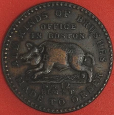 (1835) John J. Adams, Taunton, Mass. Hard Times Token HT 181 VF++