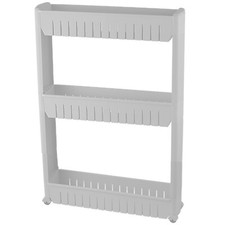 SLIM SLIDE OUT KITCHEN TROLLEY BATHROOM RACK HOLDER STORAGE SHELF ON WHEELS
