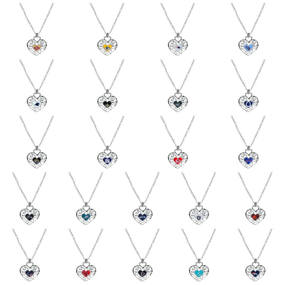 AMINCO Grace Ivy Heart Pendant NFL Necklace PICK YOUR TEAM - Image 2 of 4
