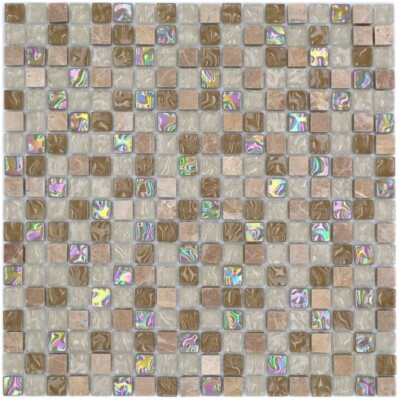 Mosaikfliese Naturstein hellbraun Fliesenspiegel WC Glasmosaik WB92-1213 |1Matte