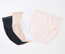 Breezies Women's Set of 4 Nylon Microfiber Hi-Cut Panties Basic Medium Size