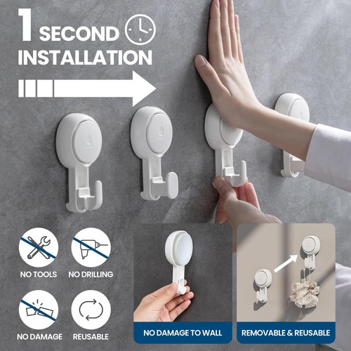 Suction Towel Hook for Bathroom Damage-Free Hanging Heavy Duty Shower Hooks f... - Picture 5 of 9