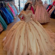 Princess Quinceanera Dresses with Bow Floral Sweet 15 Birthday Party Ball Gowns