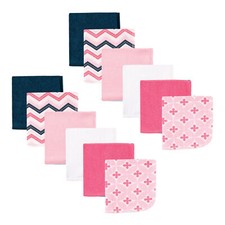 Luvable Friends Baby Girl Cotton Rich Washcloths, Chevron, One Size