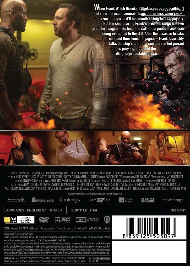 Primal (2019) DVD All/0 PAL - Nicolas Cage, Famke Janssen, Action