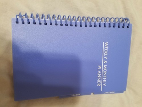 Weekly monthly planner and addresses plastic cover blue with paper no certain ye - Picture 2 of 3