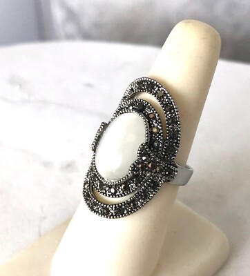 Yellow Gold Marcasite Ring VNTG 3/4 STERLING SILVER/10K YELLOW