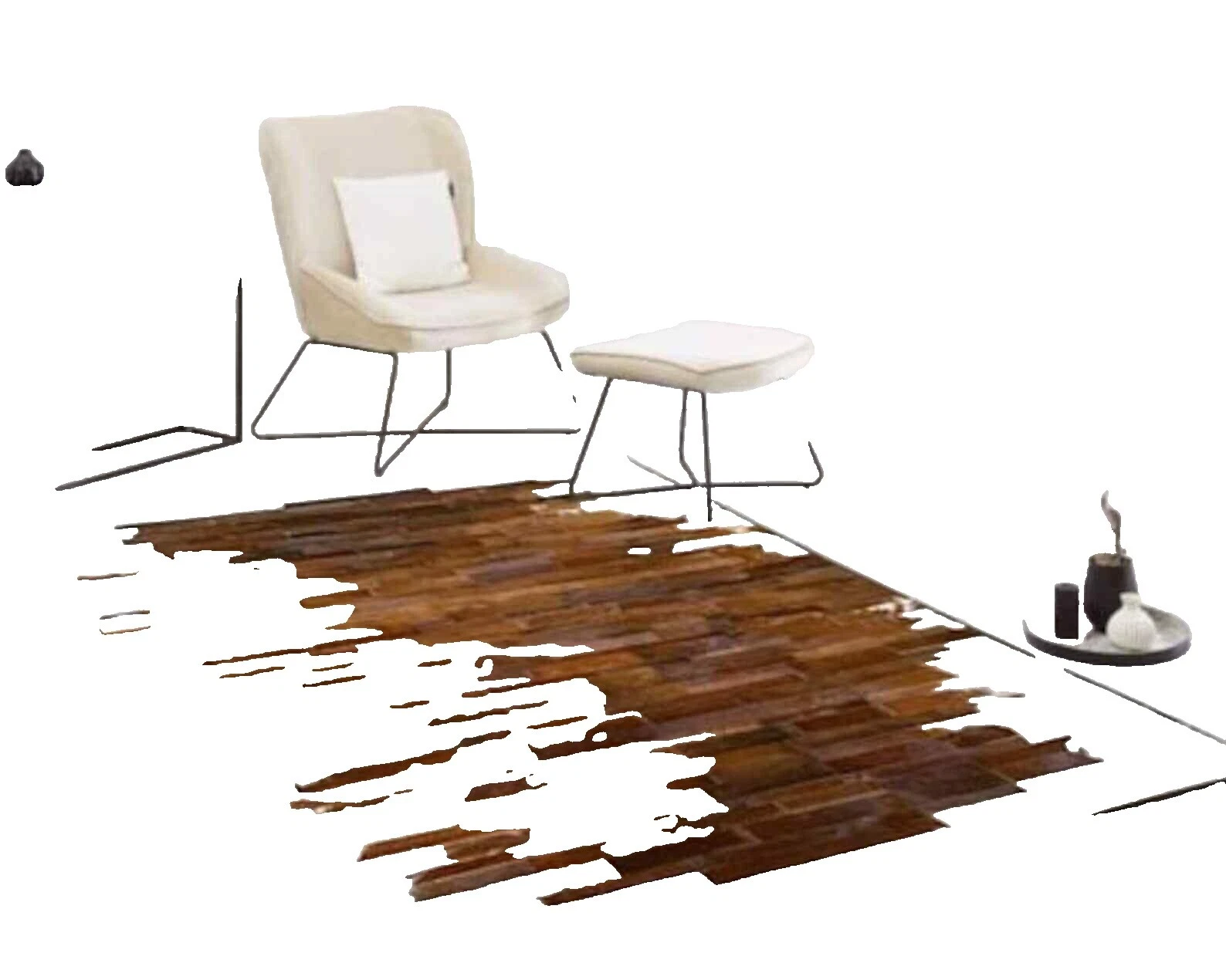 Cuero moderna de cuero, alfombras de piel de oveja y piel