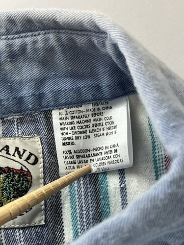VTG 90s Men’s Blue Purple Shirt XXL Stripe Denim Western Rodeo L/S Cumberland - Picture 6 of 13