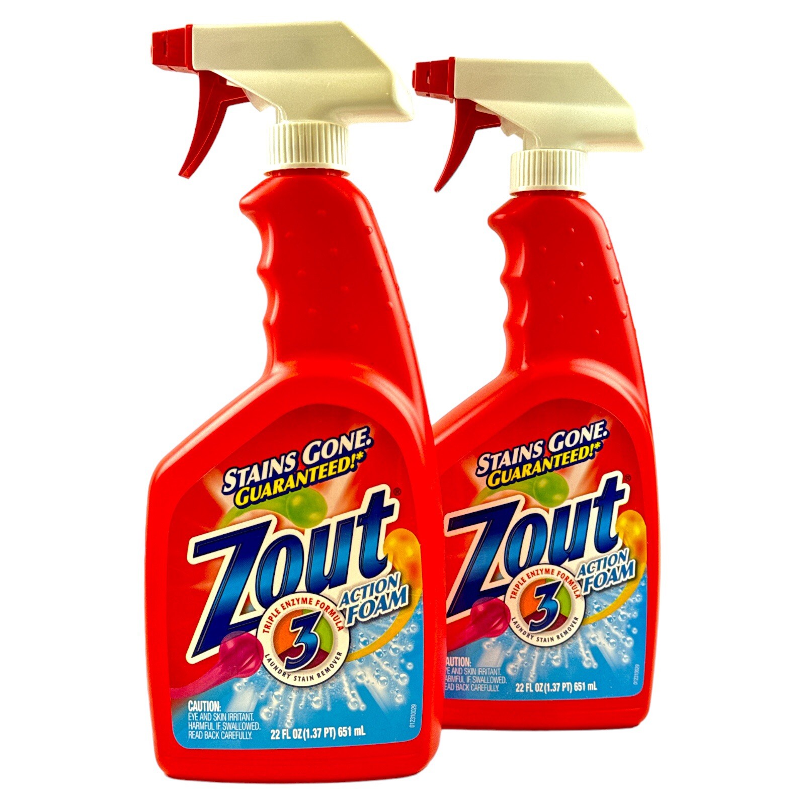 Zout Laundry Stain Remover, Foam Action, Triple Enzyme, 22 oz. (Pack of