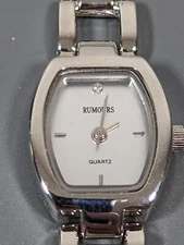 Rumours Silver Tone Dial Rectangle Case Link Bracelet Band Watch