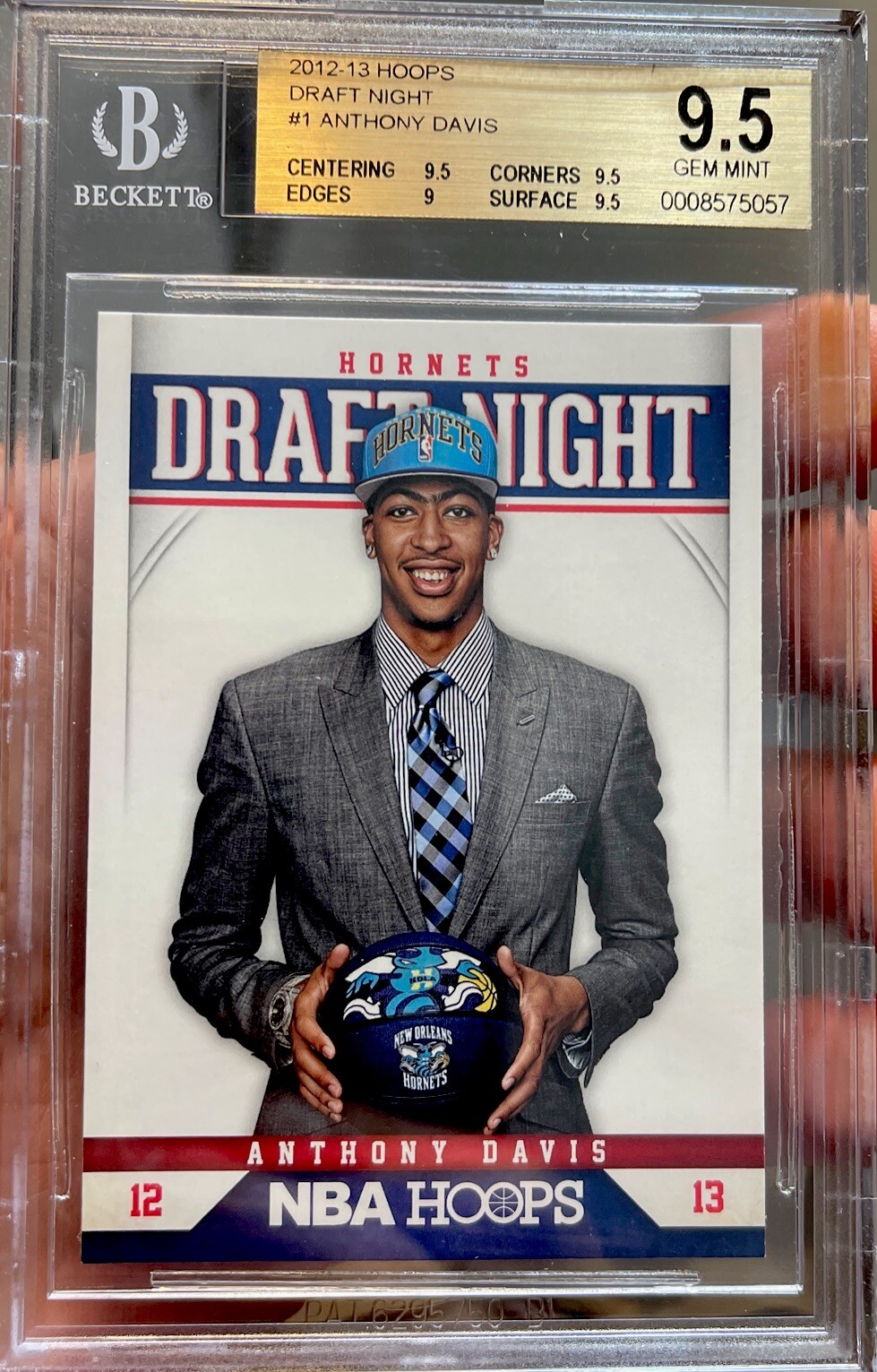 2012-13 Panini Hoops #1 Anthony Davis Rookie Draft Night BGS 9.5 GEM ...