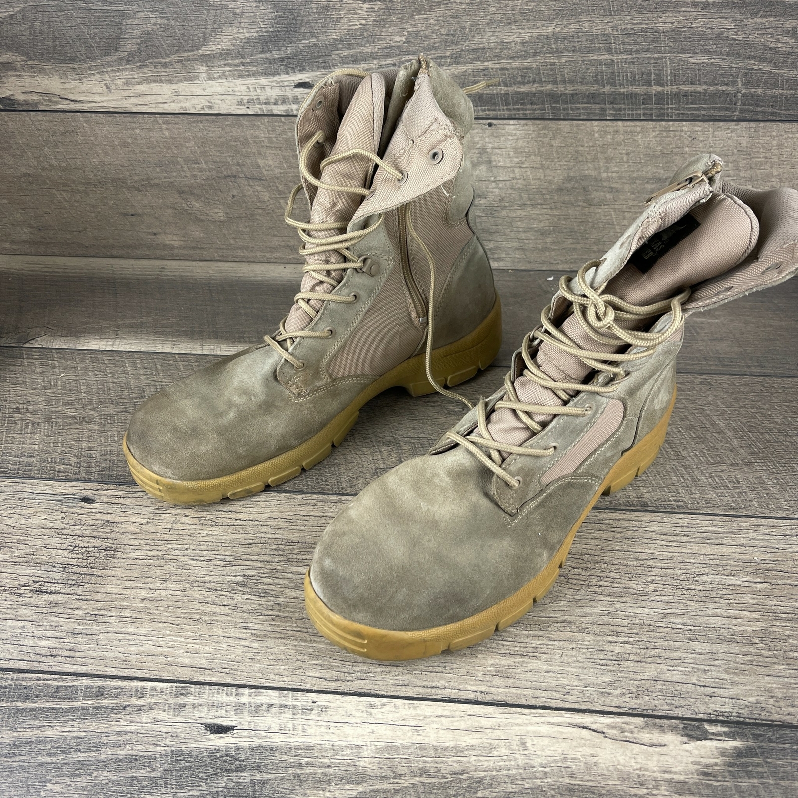 Tan Suede Military Army Work Boots Size 
