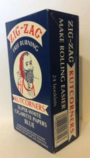 Zig-Zag Free Burning Kutcorner SuperWhite Blue Cigarette Rolling Paper24 Booklet