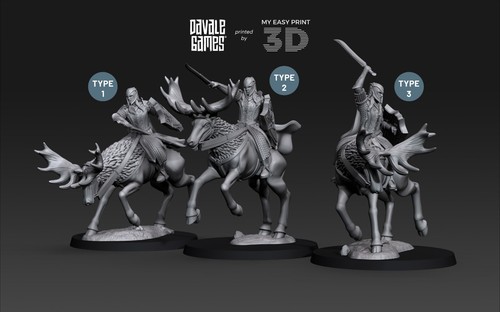 Armoured Wood Elf on Elk Davale Games 3D Printed With High Quality Resin - Picture 12 of 12