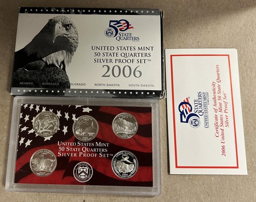 2006 US SILVER 5 COIN STATE QUARTER PROOF SET IN US MINT PACKAGING
