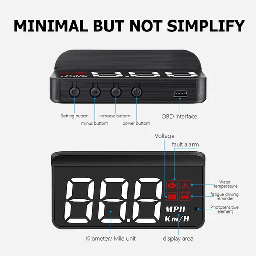 Universal OBD2 HUD Head-up LED GPS Speedometer Digital Display Car Speed Warning - Picture 4 of 13
