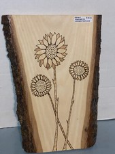 Handcrafted Sunflower Wood Burning 9 x 13 Decor