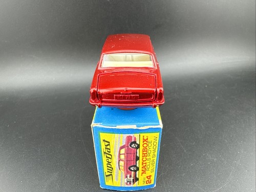 1973 Vintage Matchbox #24 RED ROLLS ROYCE SILVER SHADOW Original Box GREEN BASE - Picture 4 of 8
