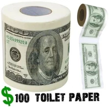 One Hundred Dollar Bill Toilet Paper Money Roll $100 - Novelty Fun Gag Gift Joke