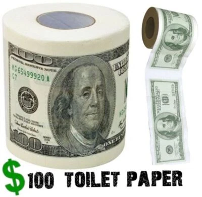 BIG MOUTH TOYS One Hundred Dollar Bill Toilet Paper Money Roll $100 - Novelty Fun Gag Gift Joke