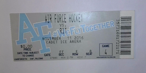 2016 Air Force vs RIT Hockey Ticket Stub Veterans Day Cadet Ice Arena - 第 1/2 張圖片