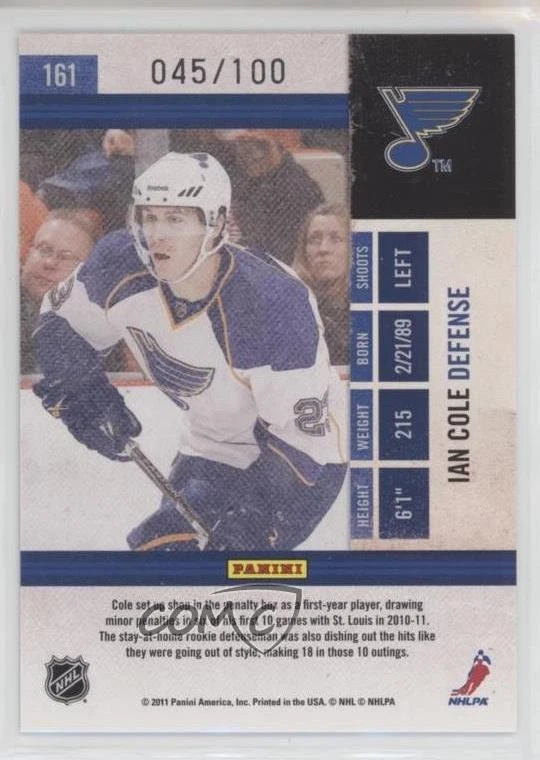 2010-11 Panini Playoff Contenders Ticket /100 Ian Cole #161 Rookie RC - Image 2 of 2