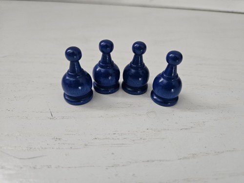 Vintage 1964 Parcheesi Gold Seal Edition Replacement Parts BLUE Wood Pieces 4 - Picture 1 of 3