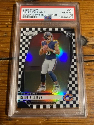 2024 Prizm Caleb Williams RC Black and White Checker #301 Bears PSA 10 Gem Mint