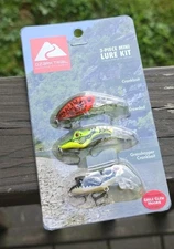 Ozark Trail 3 Piece Panfish Crankbait Fishing Lure Kit Crawdad Grasshopper
